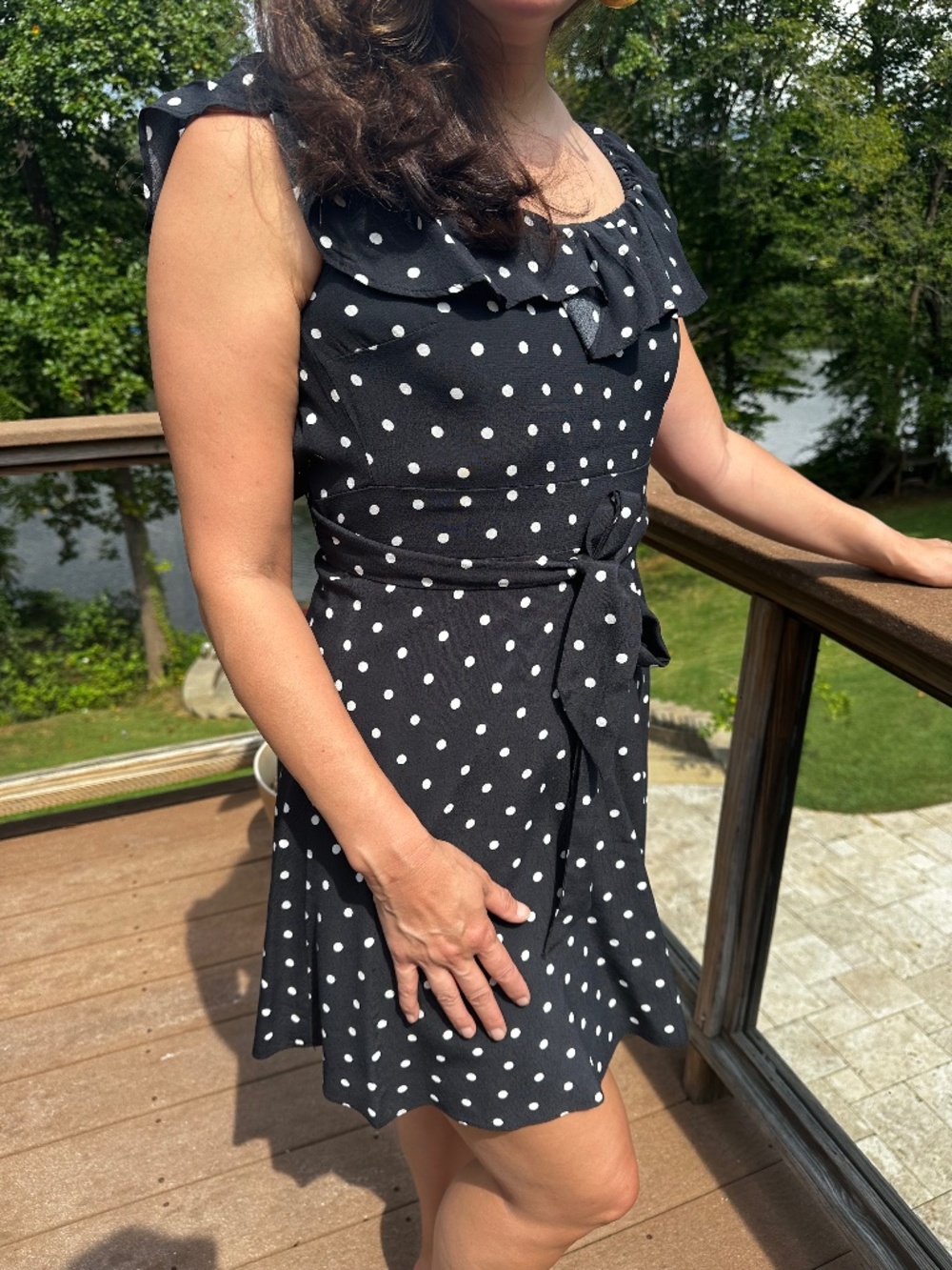 Polka Dotted Black & White Ruffled Dress